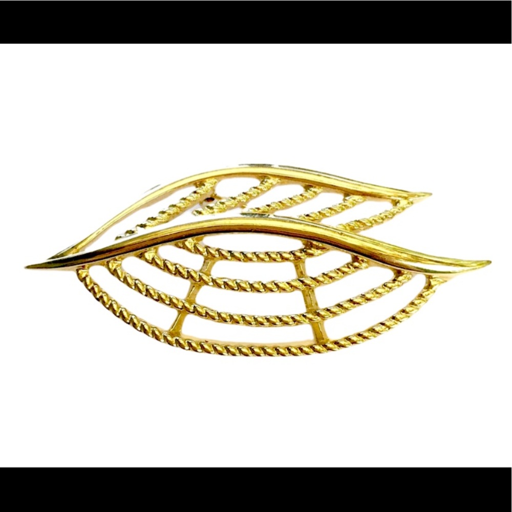 TRIFARI Gold Modernist Brooch Vintage